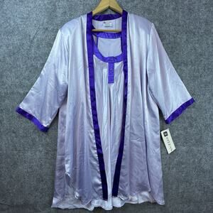 Vintage Stefanie Sleep Set Womens‎ 8/10 Lavender Nightgown Robe Satin Two Toned